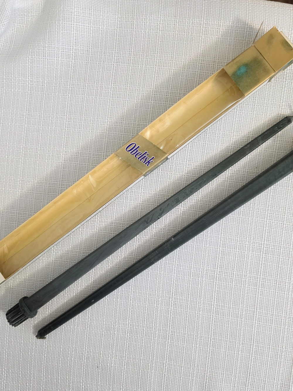 Vtg Tyro Obelisk Tapered Candlesticks Green Square 14.5" Non Smoke 6.5 Hr Norway